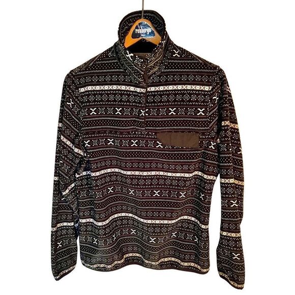 Jachs Cabin Sweaters Jachs Cabin Black White Fleece Pullover Sz Small - Picture 3 of 8